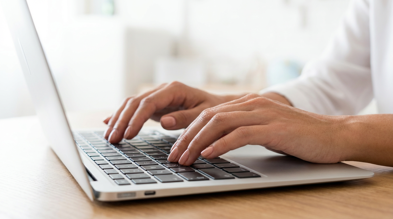 Vagas no Rio de Janeiro: processo seletivo abriu inscrições para mais de 600 vagas com salários de até R$ 6,3 mil, além de benefícios 2 Imagem de uma pessoa digitando em um teclado de laptop, representando a inscrição em um processo seletivo.