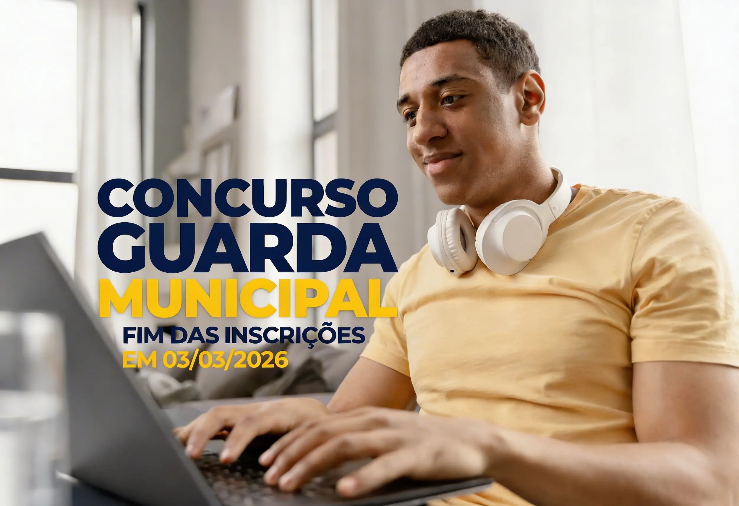 Últimas horas para se inscrever no concurso Guarda Municipal de SP com 500 vagas: prazo vai até amanhã (03/03) 2 Candidato realizando inscrição online para concurso da Guarda Municipal de São Paulo com prazo final em 03 de março de 2026.